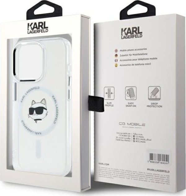 Karl Lagerfeld Karl Lagerfeld KLHMP15LHLSCHH iPhone 15   Pro 6.1" λευκό/white hardcase IML Metal Choupette Head MagSafe