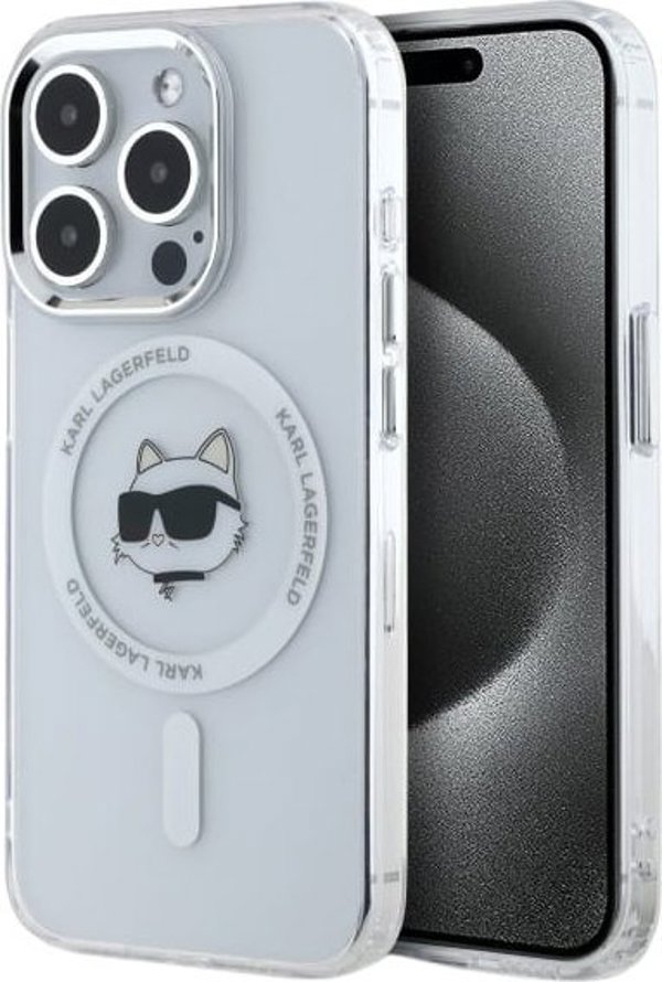 Karl Lagerfeld Karl Lagerfeld KLHMP15LHLSCHH iPhone 15   Pro 6.1" λευκό/white hardcase IML Metal Choupette Head MagSafe