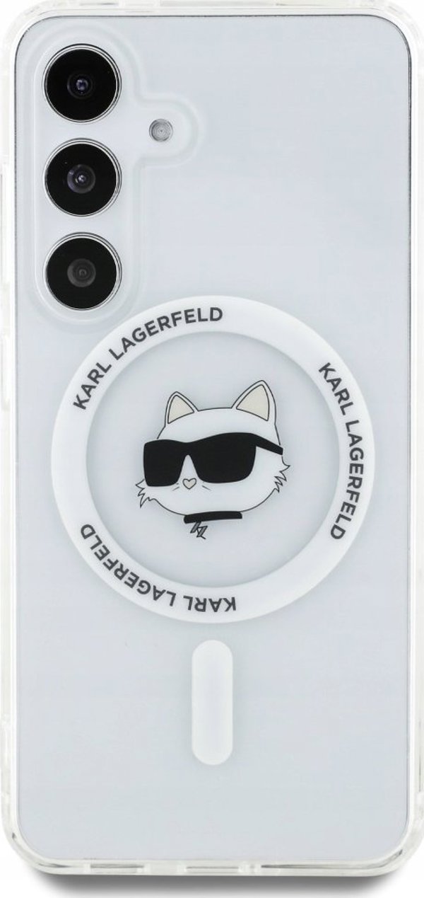 KARL LAGERFELD θήκη για SAMSUNG S25 Plus KLHMS25MHLSCHH (Μαγνητική IML Μεταλλική Κεφαλή Choupette) λευκό