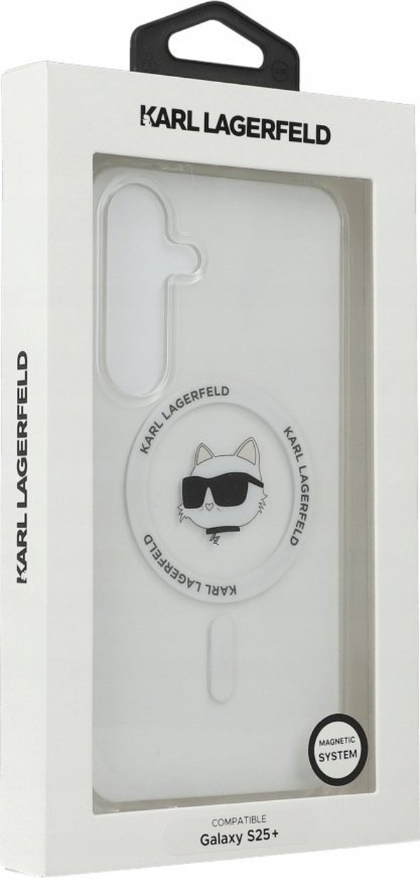 KARL LAGERFELD θήκη για SAMSUNG S25 Plus KLHMS25MHLSCHH (Μαγνητική IML Μεταλλική Κεφαλή Choupette) λευκό