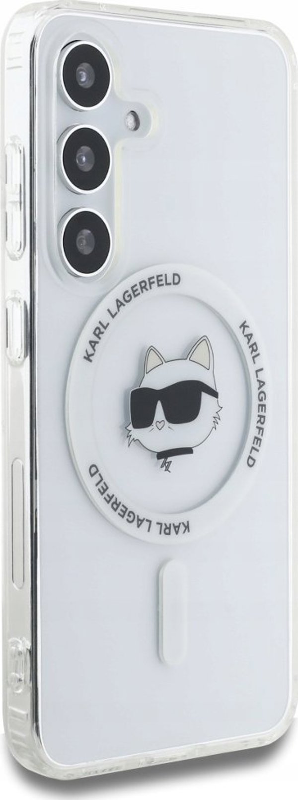 KARL LAGERFELD θήκη για SAMSUNG S25 Plus KLHMS25MHLSCHH (Μαγνητική IML Μεταλλική Κεφαλή Choupette) λευκό