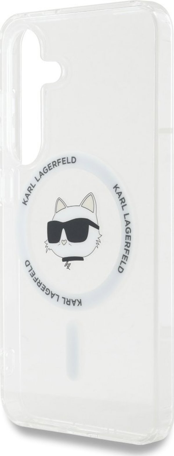 KARL LAGERFELD θήκη για SAMSUNG S25 Plus KLHMS25MHLSCHH (Μαγνητική IML Μεταλλική Κεφαλή Choupette) λευκό