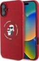 Case IPHONE 16 Karl Lagerfeld Hardcase Silicone Karl&Choupette Ring MagSafe (KLHMP16SSCMKCRHR) red