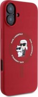 Case IPHONE 16 Karl Lagerfeld Hardcase Silicone Karl&Choupette Ring MagSafe (KLHMP16SSCMKCRHR) red