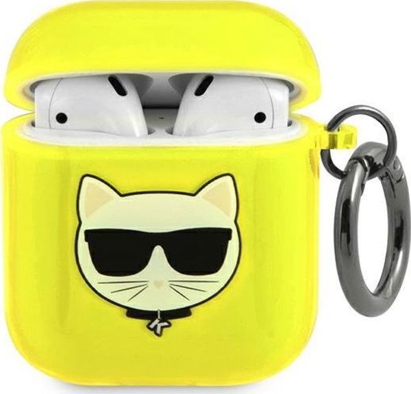 Karl Lagerfeld Θήκη AirPods 1/2 Choupette Head, Προστατευτική Θήκη, Κίτρινο