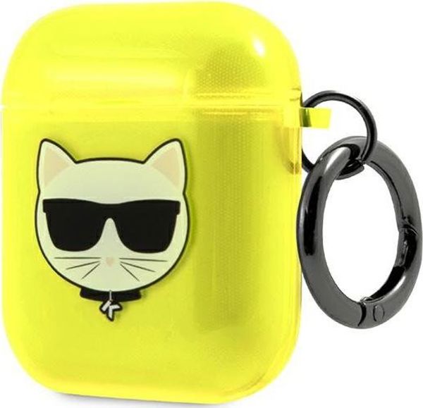 Karl Lagerfeld Θήκη AirPods 1/2 Choupette Head, Προστατευτική Θήκη, Κίτρινο