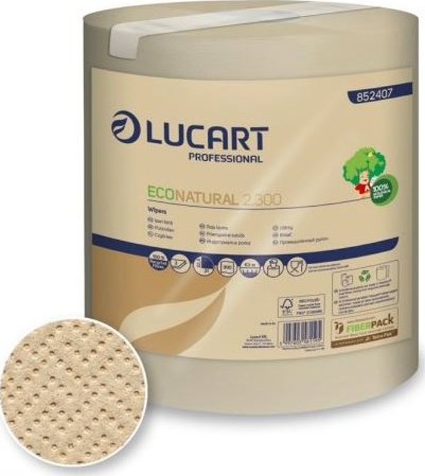 Karen Lucart EcoNatural 2.300 - Ρολό καθαρισμού, 2 στρώσεις, 63 μ, κυτταρίνη Fiberpack 1 ρολό