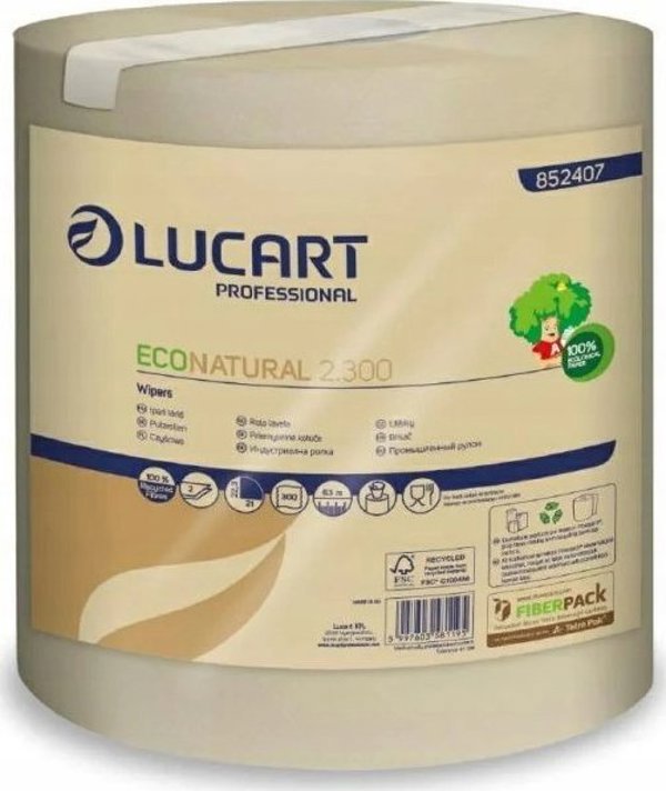 Karen Lucart EcoNatural 2.300 - Ρολό καθαρισμού, 2 στρώσεις, 63 μ, κυτταρίνη Fiberpack 1 ρολό