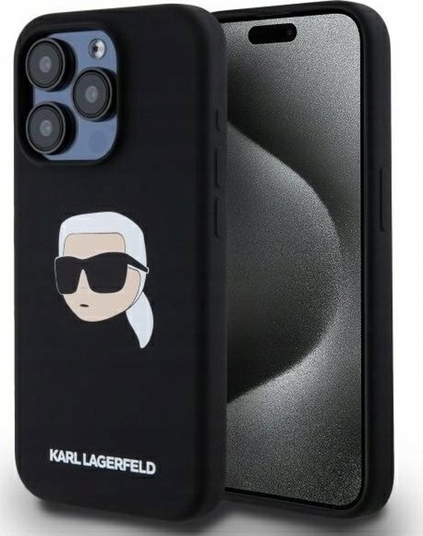 Θήκη Karl Lagerfeld KLHMP15LSKHPPLK iPhone 15 Pro 6.1" μαύρο/μαύρο σκληρή θήκη Σιλικόνη Karl Head Print MagSafe
