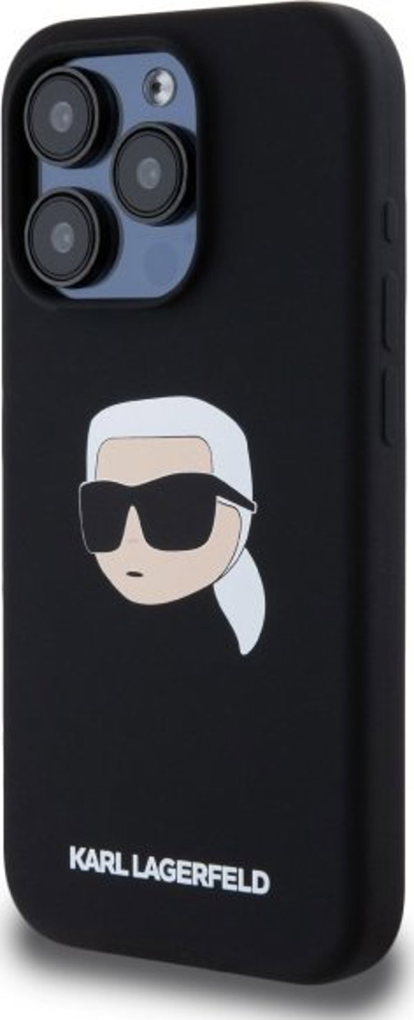Θήκη Karl Lagerfeld KLHMP15LSKHPPLK iPhone 15 Pro 6.1" μαύρο/μαύρο σκληρή θήκη Σιλικόνη Karl Head Print MagSafe