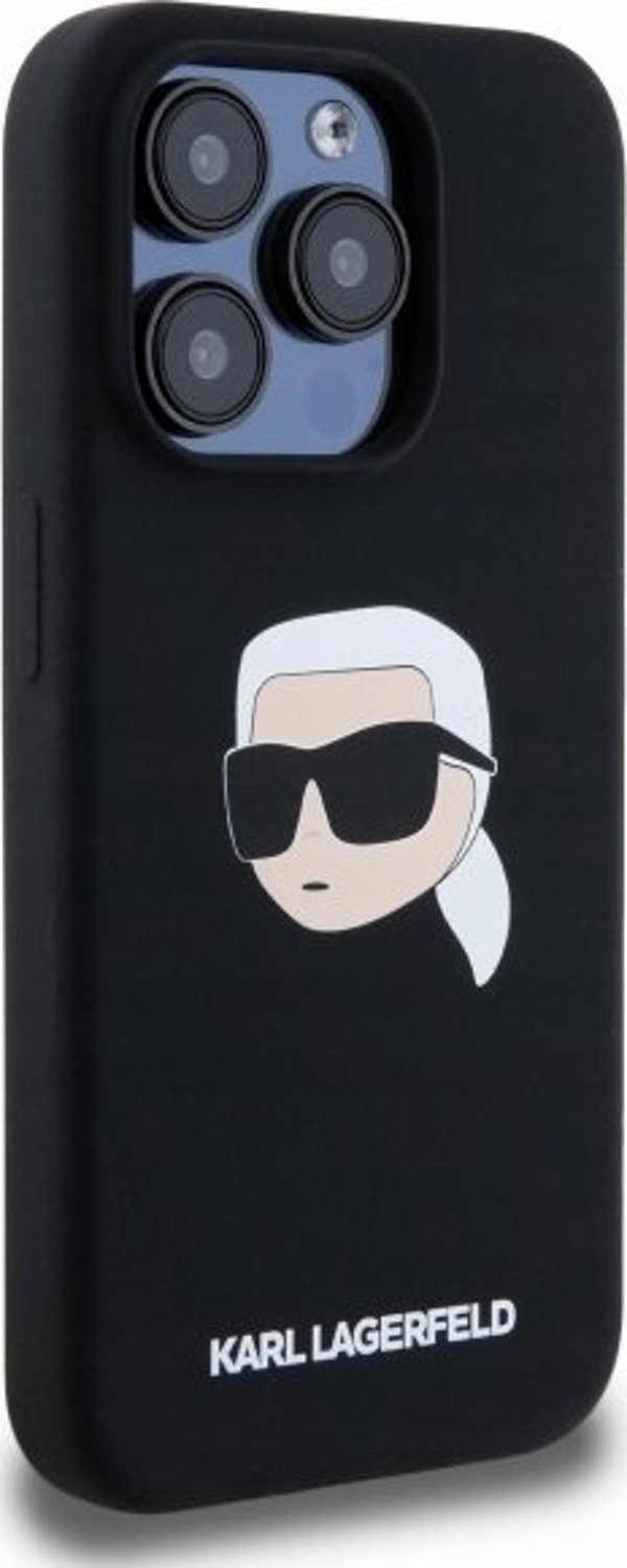 Θήκη Karl Lagerfeld KLHMP15LSKHPPLK iPhone 15 Pro 6.1" μαύρο/μαύρο σκληρή θήκη Σιλικόνη Karl Head Print MagSafe