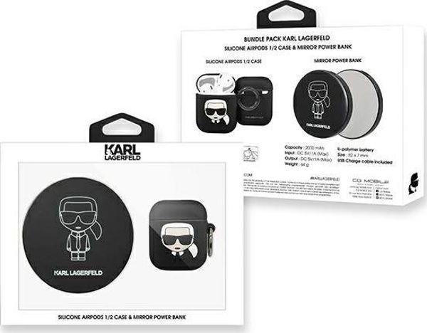 Karl Lagerfeld Ikonik Θήκη Φόρτισης & Power Bank για Apple AirPods - Μαύρο