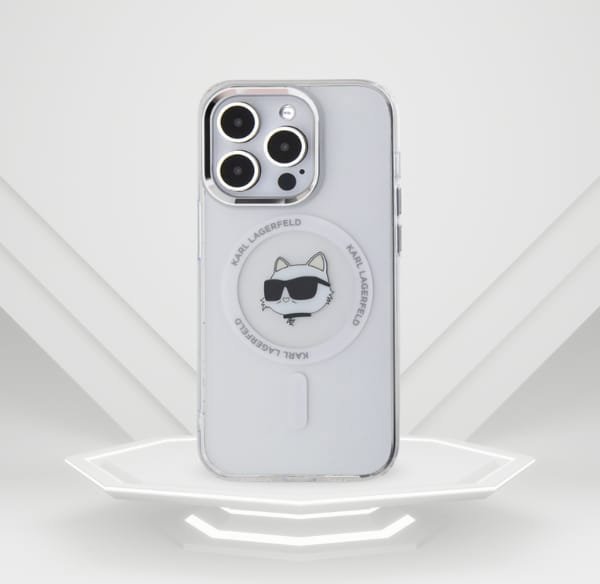 Σκληρή θήκη Καρλ Λάγκερφελντ KLHMP13LHLSCHH iPhone 13 Pro 6.1" βαλιλευκό IML Μεταλ Τσουπετ Χεντ ΜαγΣαφε