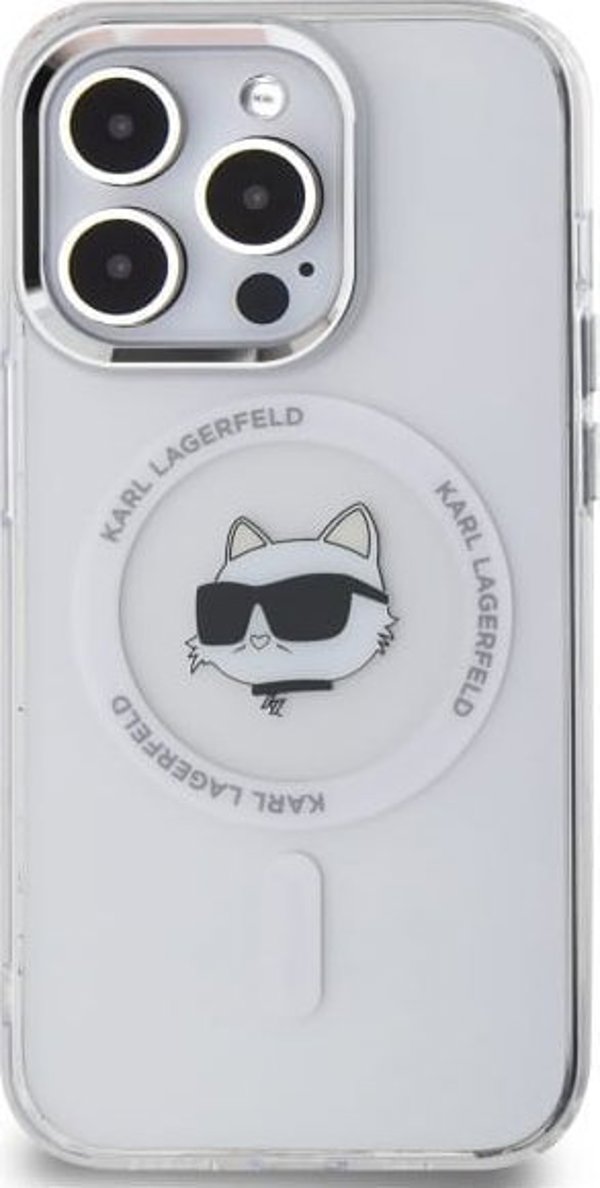 Σκληρή θήκη Καρλ Λάγκερφελντ KLHMP13LHLSCHH iPhone 13 Pro 6.1" βαλιλευκό IML Μεταλ Τσουπετ Χεντ ΜαγΣαφε