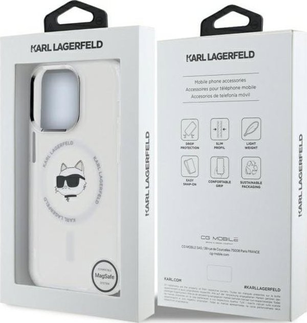 Σκληρή θήκη Καρλ Λάγκερφελντ KLHMP13LHLSCHH iPhone 13 Pro 6.1" βαλιλευκό IML Μεταλ Τσουπετ Χεντ ΜαγΣαφε