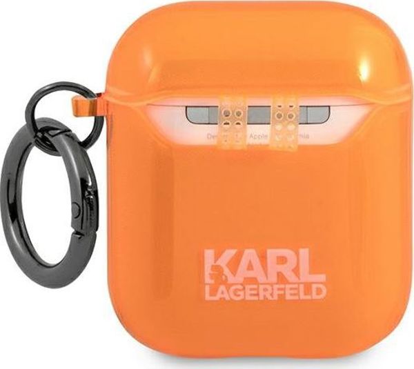 Karl Lagerfeld Choupette Head Glitter Θήκη για AirPods 1/2, TPU, Πορτοκαλί