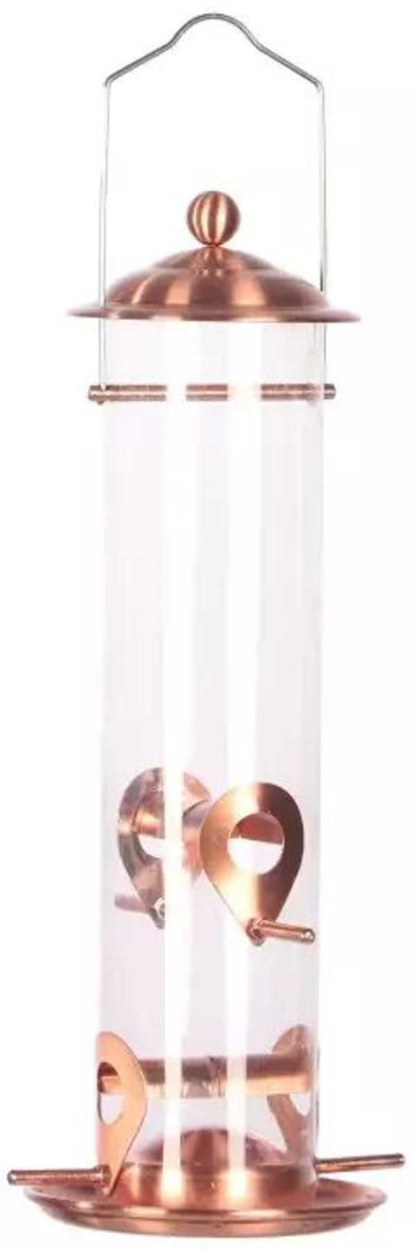 Karmnik dla ptakow metalowy wiszacy z ozdobnym daszkiem 16x16x37.5 cm