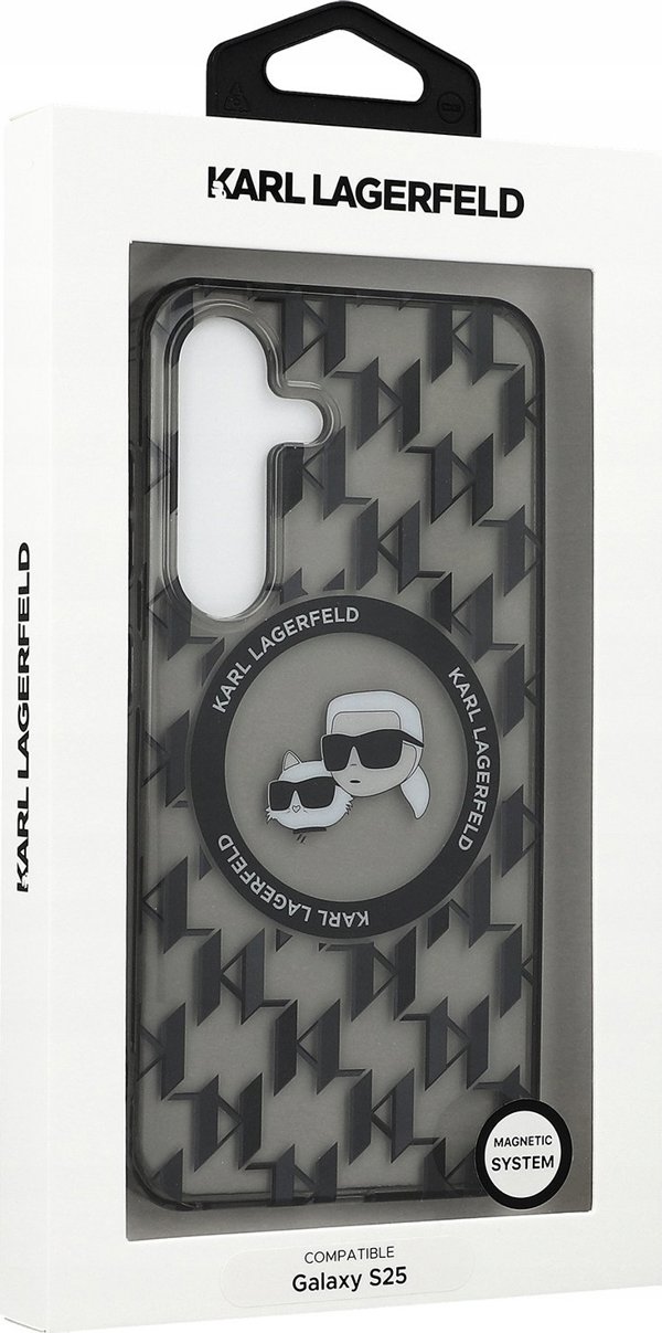 KARL LAGERFELD θήκη για SAMSUNG S25 KLHMS25SHMCKMHK (Μαγνητικό IML Μεταλλικό Μονόγραμμα KC Heads) μαύρο