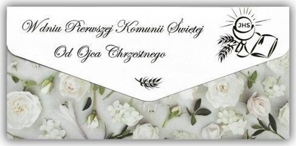 Kartka-koperta Komunia od Ojca Chrzestnego
