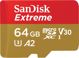SanDisk Extreme MicroSDXC 64GB Κάρτα Μνήμης Class 10 UHS-I/U3 A2 V30 (SDSQXA2-064G-GN6AA)