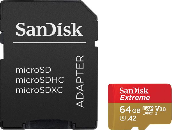 SanDisk Extreme MicroSDXC 64GB Κάρτα Μνήμης Class 10 UHS-I/U3 A2 V30 (SDSQXA2-064G-GN6AA)