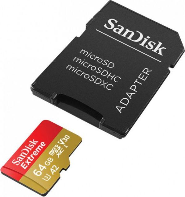 SanDisk Extreme MicroSDXC 64GB Κάρτα Μνήμης Class 10 UHS-I/U3 A2 V30 (SDSQXA2-064G-GN6AA)