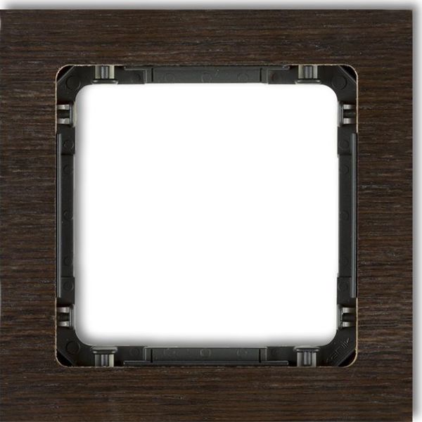 Karlik Deco Μονή Κορνίζα Διακοπτών, Εφέ Ξύλου Wenge με Μαύρη Βάση (DRD-1G), 90x90mm