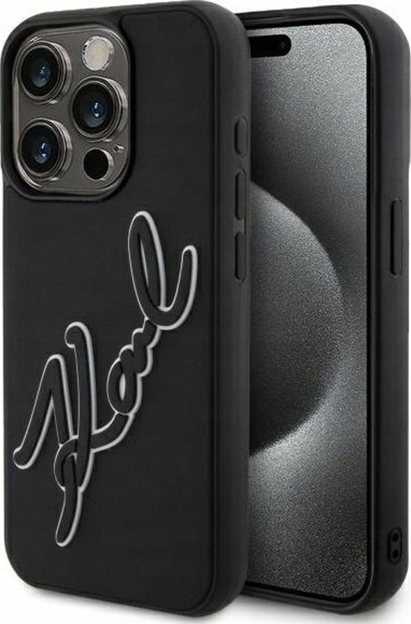 Θήκη Karl Lagerfeld KLHCP15L3DRKSDLK iPhone 15 Pro 6.1" μαύρη σκληρή 3D Rubber Signature