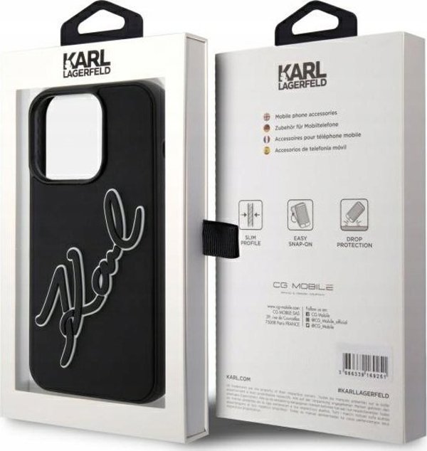 Θήκη Karl Lagerfeld KLHCP15L3DRKSDLK iPhone 15 Pro 6.1" μαύρη σκληρή 3D Rubber Signature