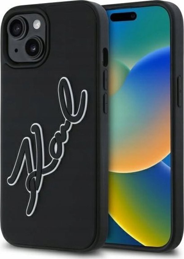 Θήκη Karl Lagerfeld KLHCP15S3DRKSDLK iPhone 15 6.1" μαύρο/μαύρο σκληρή θήκη 3D Rubber Signature
