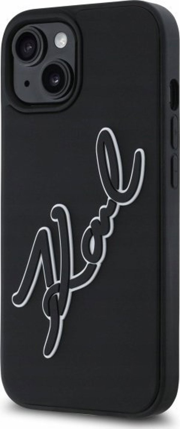 Θήκη Karl Lagerfeld KLHCP15S3DRKSDLK iPhone 15 6.1" μαύρο/μαύρο σκληρή θήκη 3D Rubber Signature