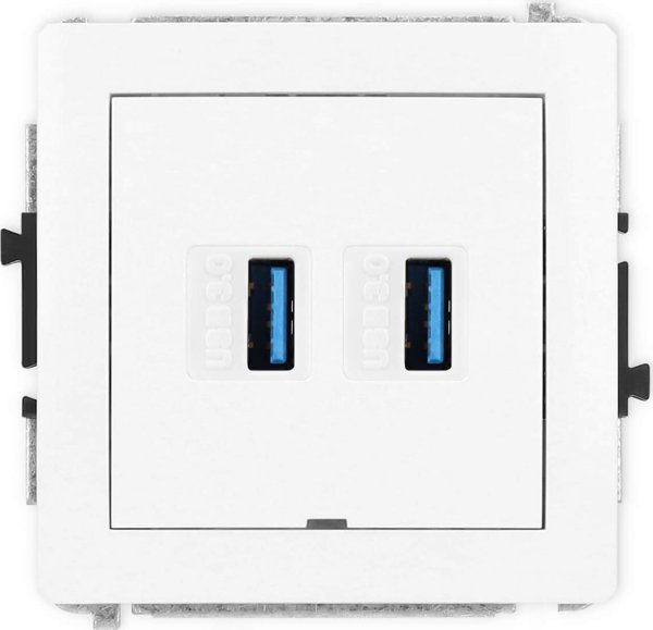 Karlik Deco DGUSBBO-6 Διπλή Βάση 2xUSB A-A 3.0 για Τριπλούς Διακόπτες, Λευκή