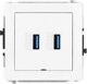 Karlik Deco DGUSBBO-6 Διπλή Βάση 2xUSB A-A 3.0 για Τριπλούς Διακόπτες, Λευκή