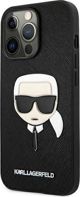 Σκληρή θήκη Karl Lagerfeld KLHCP13LSAKHBK Apple iPhone 13 Pro μαύρη Saffiano Ikonik Karl`s Head