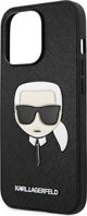 Σκληρή θήκη Karl Lagerfeld KLHCP13LSAKHBK Apple iPhone 13 Pro μαύρη Saffiano Ikonik Karl`s Head