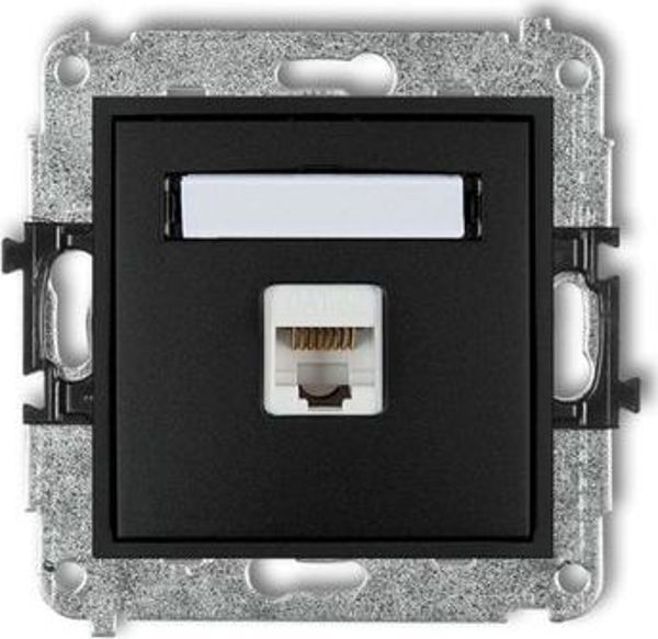 Karlik MINI Gniazdo komputerowe pojedyncze 1xRJ45 kat. 5e ekranowane 8-stykowy czarny mat 12MGK-1e