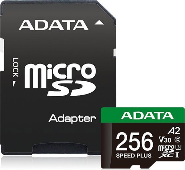 ADATA MicroSDXC Speed Plus 256GB Class 10 UHS-I U3 A2 V30, Ταχύτητα 160MB/s (UD256GUI3V30A2SP-RA1)