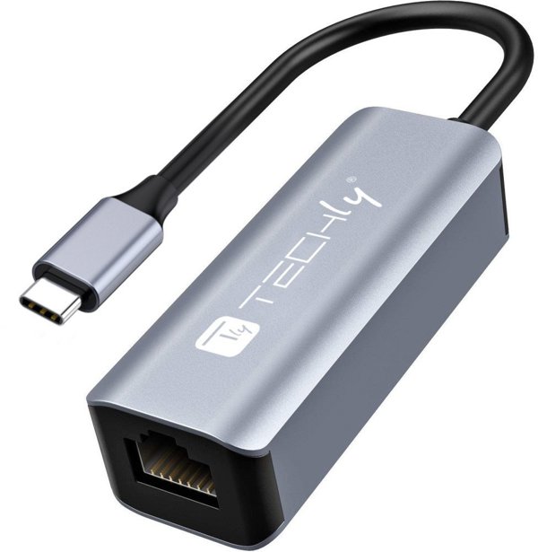 Techly Προσαρμογέας USB 3.1 Type-C σε RJ45 Ethernet Gigabits, Ασημί