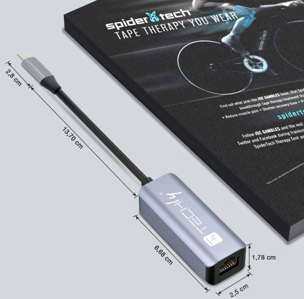 Techly Προσαρμογέας USB 3.1 Type-C σε RJ45 Ethernet Gigabits, Ασημί