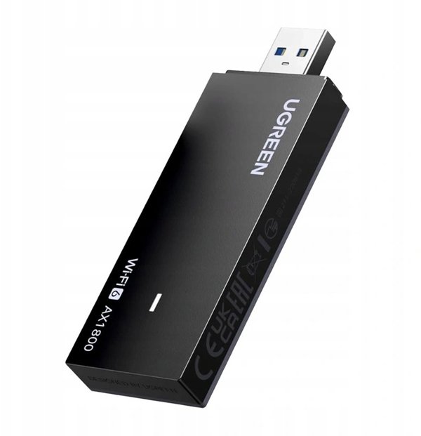 Karta sieciowa USB UGREEN CM499 Wi-Fi 6 1800 Mb/s 2.4 + 5 GHz (czarna)