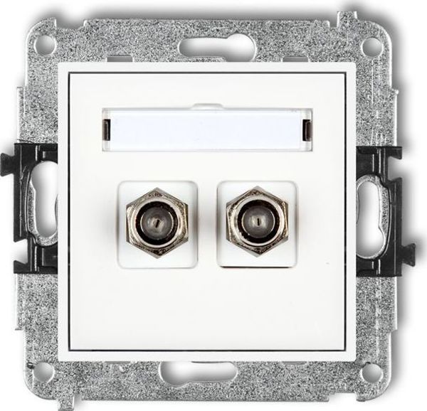 Karlik MINI Διπλή Πρίζα Κεραίας SAT Τύπου F Επιχρυσωμένη Λευκή MGF-2.1
