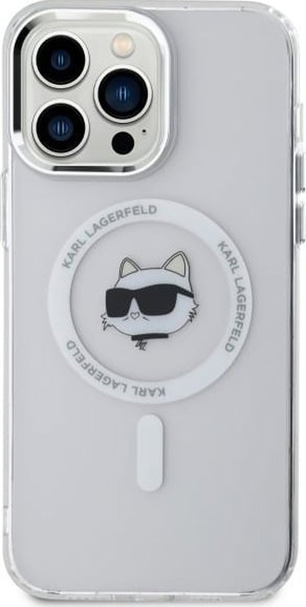 Σκληρή θήκη Karl Lagerfeld Karl Lagerfeld KLHMP14XHLSCHH iPhone 14 Pro Max 6.7" λευκό/λευκό IML Metal Choupette Head MagSafe