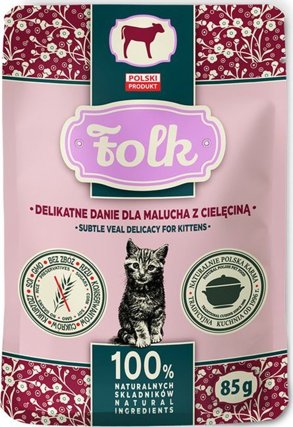 Karma mokra dla kota FOLK Kitten Delikatne danie dla malucha z cielęciną saszetka 85 g