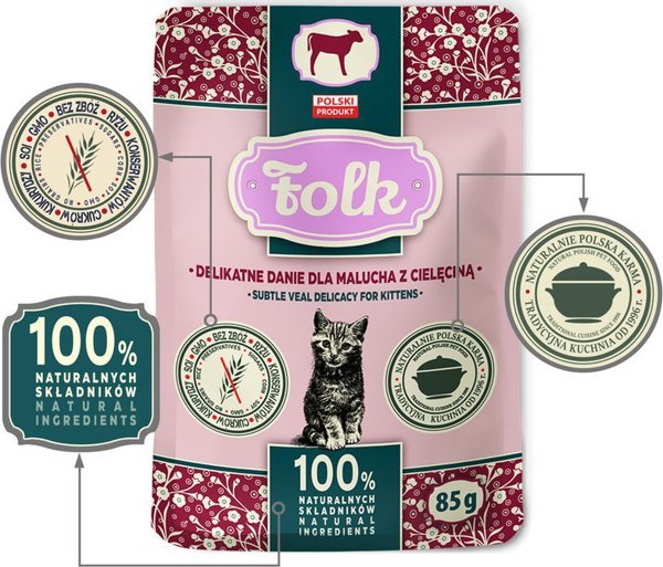 Karma mokra dla kota FOLK Kitten Delikatne danie dla malucha z cielęciną saszetka 85 g