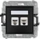 Karlik MINI Τηλεφωνική Πρίζα RJ11 + Πρίζα Υπολογιστή RJ45 Cat 5e, 8 Επαφών, Χωρίς Εργαλεία, Ματ Μαύρο, 12MGTK