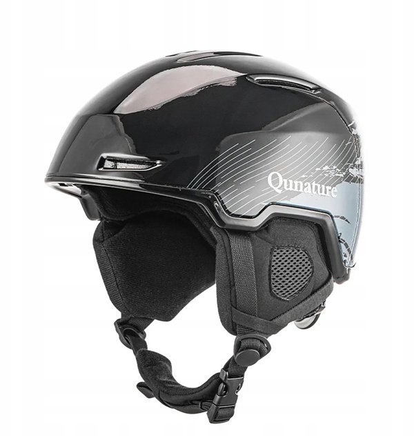 Kask narciarski Qunature 10130003004 z nausznikami snowboard rozmiar M - czarny