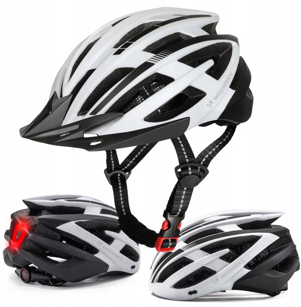 Κράνος Ποδηλάτου MTB Wozinsky με Πίσω Φως USB L - Μαύρο-Άσπρο