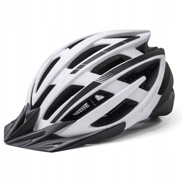 Κράνος Ποδηλάτου MTB Wozinsky με Πίσω Φως USB L - Μαύρο-Άσπρο