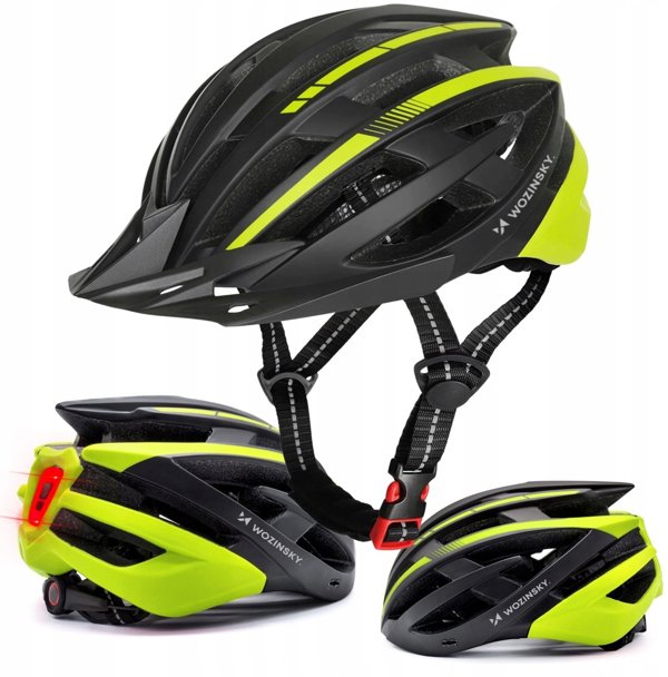 Kask rowerowy MTB Wozinsky z tylna lampka USB M czarno-zolty