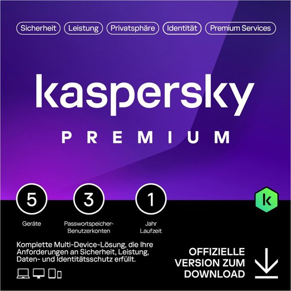 Kaspersky Lab Kaspersky Premium - 5 Geräte - 1 Jahr - ESD